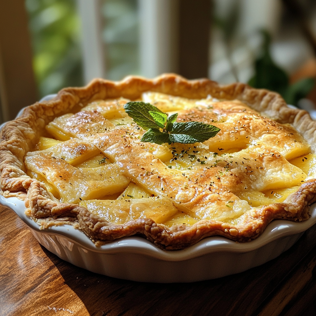 Pineapple pie recipe with golden crust and tropical filling