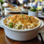 chicken broccoli rice casserole close up