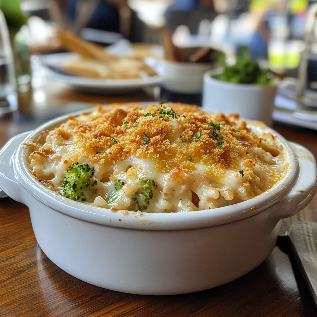 chicken broccoli rice casserole close up
