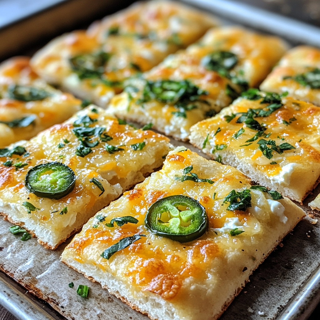 Cottage cheese flatbread with garlic and jalapeño