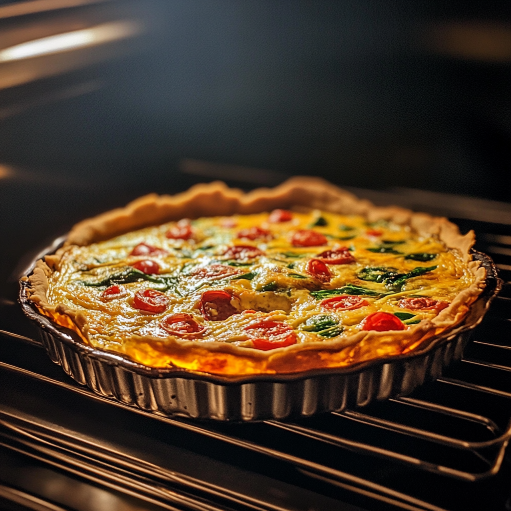 freshly baked salmon quiche recipe with herbs and cheese