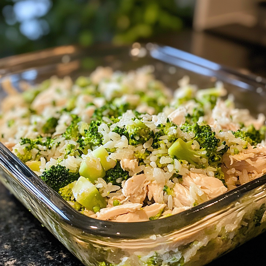 uncooked chicken broccoli rice casserole