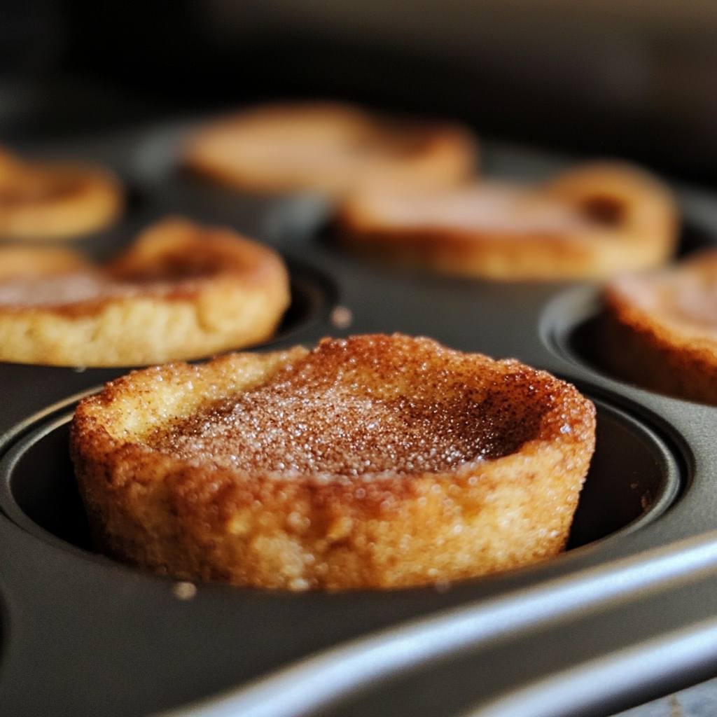 muffin pan with cinnamon sugar french toast batter